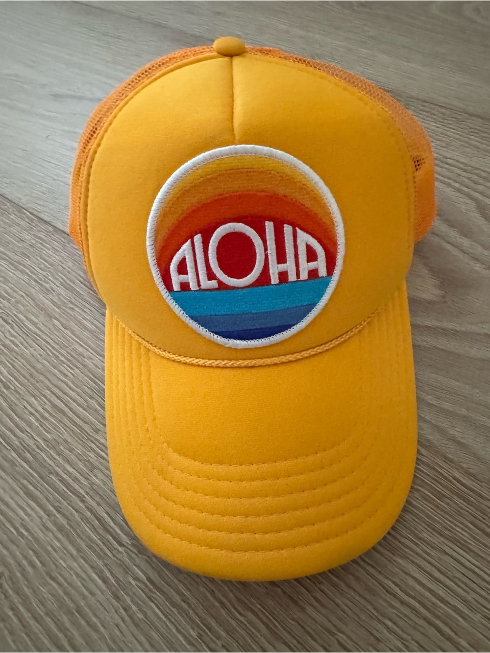 Aloha Yellow Trucker Cap - Port Sandz brand Bright Yellow Mesh Snapback